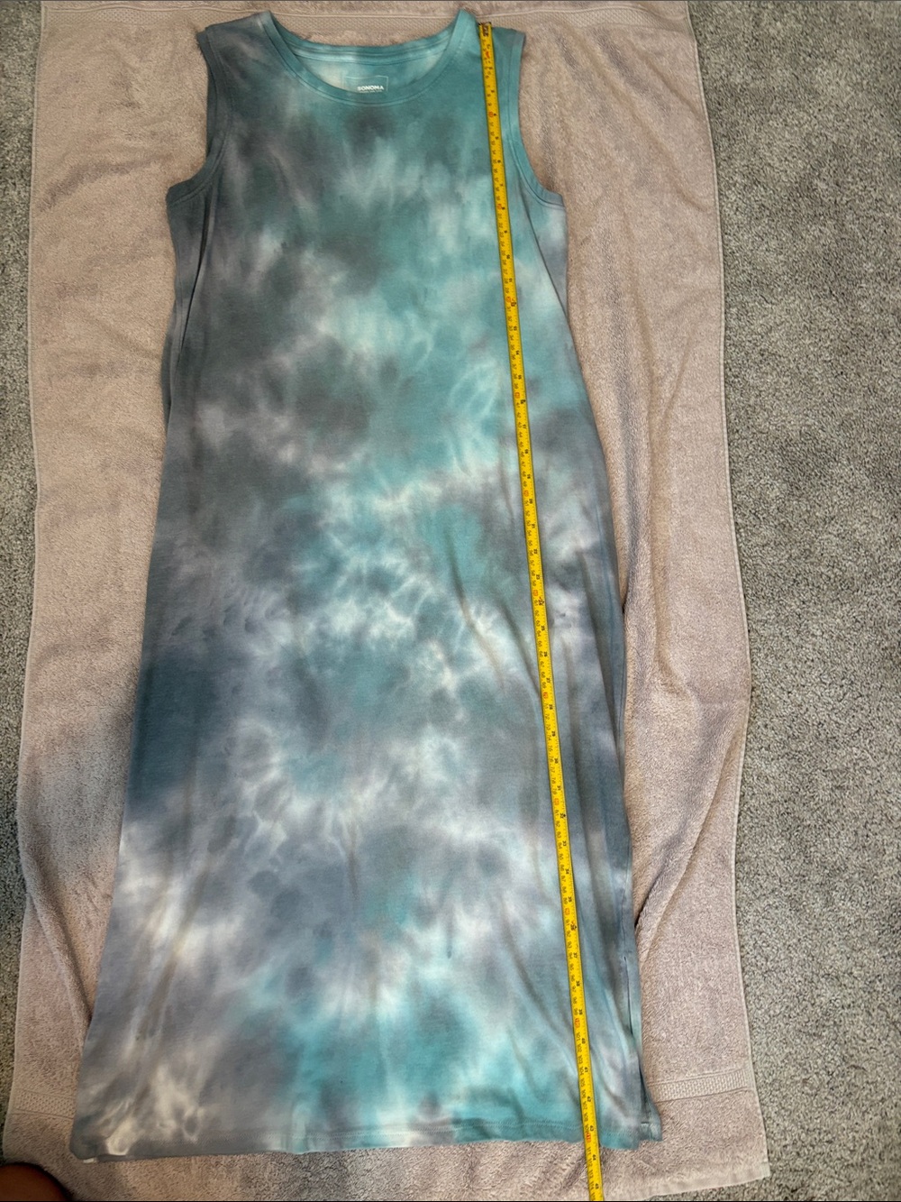 Sonoma Teal Tie-Dye Sleeveless Maxi Dress - Size M - Picture 6 of 8